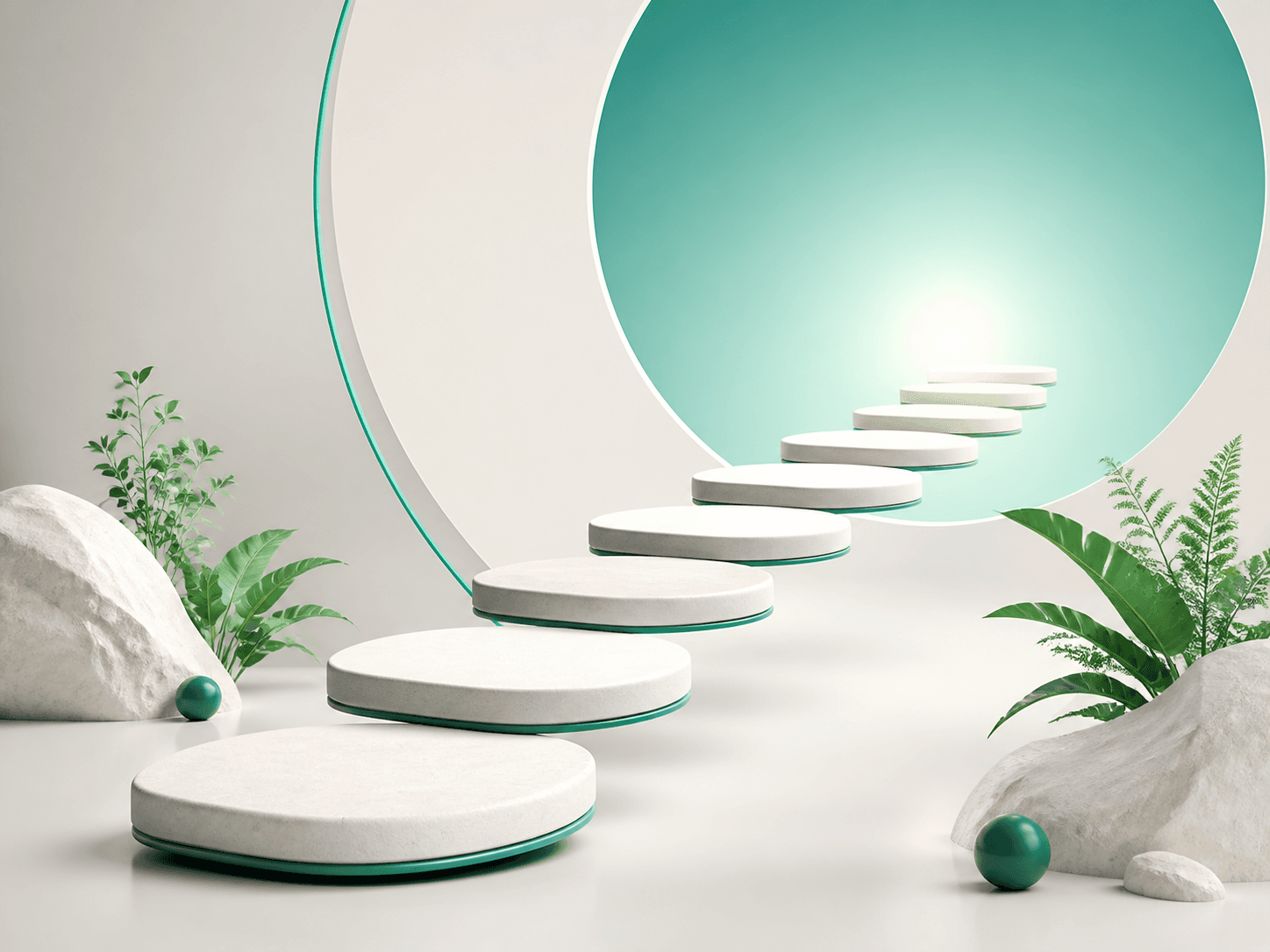 A sequence of eight ascending steps representing a deliberate growth process