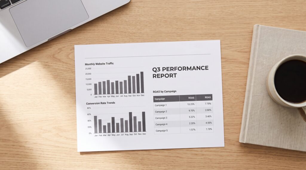 Home digital marketing report on desk 202607231807